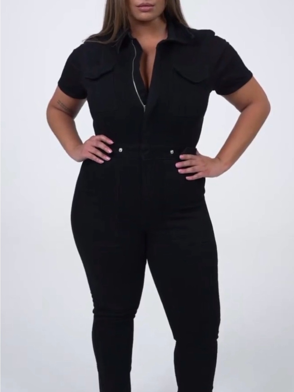Good American Black Short-Sleeve Slim Jumpsuit - Women'